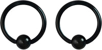 Pair 10g-20g Black/Rainbow Surgical Steel Captive Bead Body Piercing Hoops (Select Color/Gauge/Diameter)