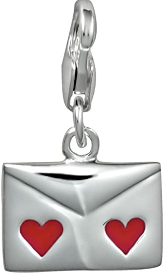 Kinzie Fashion Sterling Silver I Love You Love Letter Dangle Charm with Lobster Clasp for Charm Bracelets