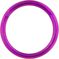 Forbidden Body Jewelry 16G 8-10mm Surgical Steel Hinged Easy Use Seamless Hoop Body Piercing Ring (Purple/Blue/Green)