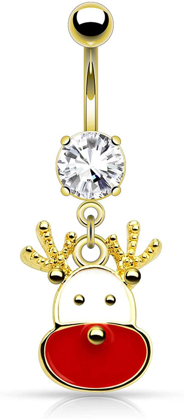 Forbidden Body Jewelry 14g Surgical Steel Christmas Themed Belly Button Ring (Choose Style)