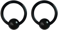 Pair 10g-20g Black/Rainbow Surgical Steel Captive Bead Body Piercing Hoops (Select Color/Gauge/Diameter)