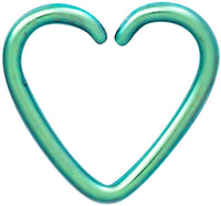 Forbidden Body Jewelry Fake Cartilage Earring: IP Plated Surgical Steel Green Heart Shaped Clip-On Cartilage Hoop