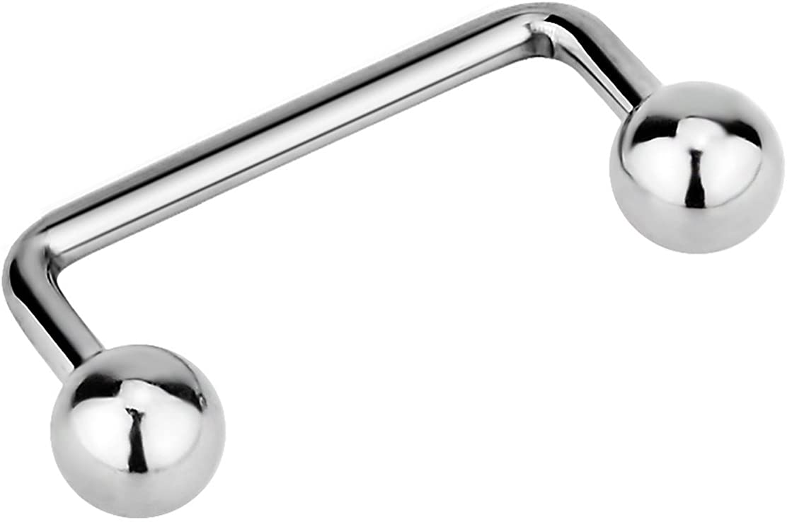 Forbidden Body Jewelry 14G 12mm-25mm Surgical Steel Double Ball Basic Staple Surface Piercing Barbell