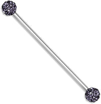 Forbidden Body Jewelry 14g 1.5 Inch (38mm) Surgical Steel Ferido Crystal Industrial Barbell (Choose Color)