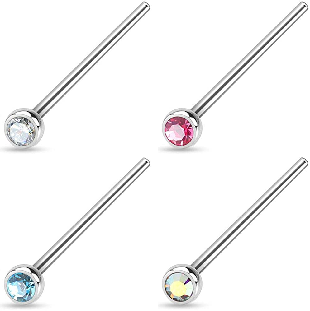 Forbidden Body Jewelry 18-20g Surgical Steel 2mm Press Fit CZ Fishtail Custom Bend Nose Stud