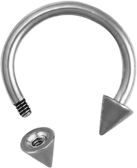 Forbidden Body Jewelry 16g Septum Ring - 16 Gauge 5/16" G23 Titanium Spike Horseshoe Septum Ring