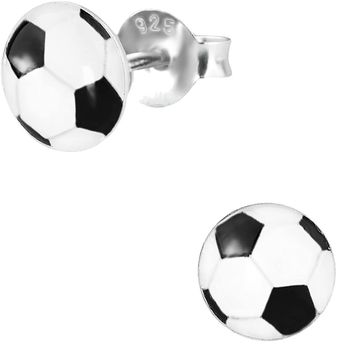 Hypoallergenic Sterling Silver Soccer Ball Stud Earrings (Nickel Free)