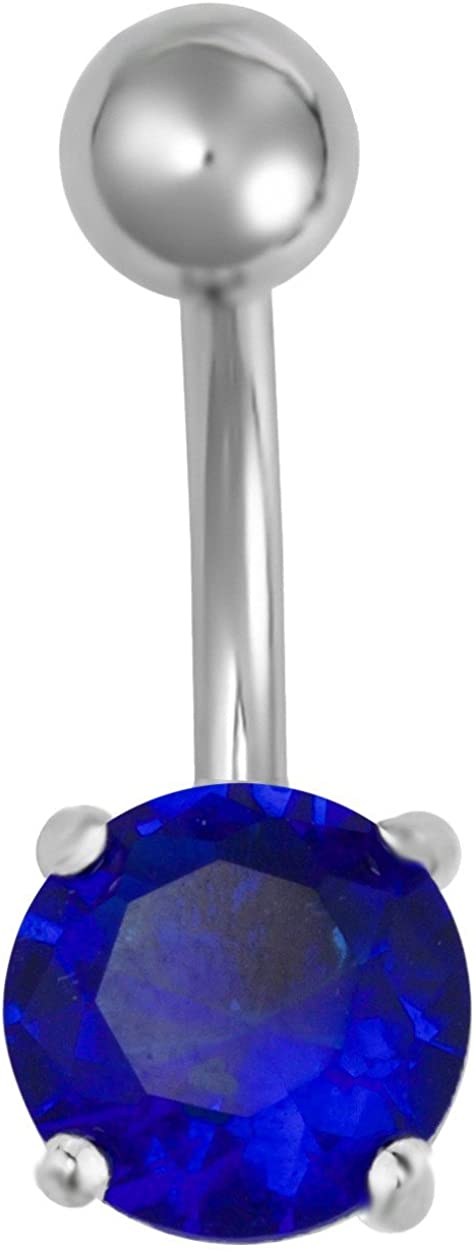 Forbidden Body Jewelry Surgical Steel CZ Solitaire Gem Belly Button Ring