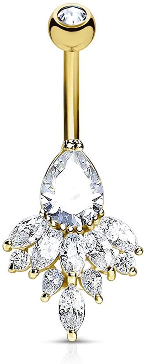 Forbidden Body Jewelry Surgical Steel Ultra Glam Sexy Dangle Chandelier Belly Ring (Choose Style)