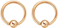 Forbidden Body Jewelry Pair 2g-20g Gold & Rose Gold Tone Surgical Steel Captive Bead Body Piercing Hoops (2pcs)