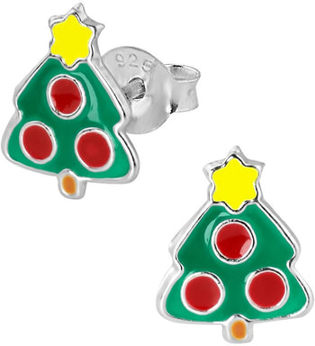 Hypoallergenic Sterling Silver Christmas Stud Earrings for Kids (Nickel Free)