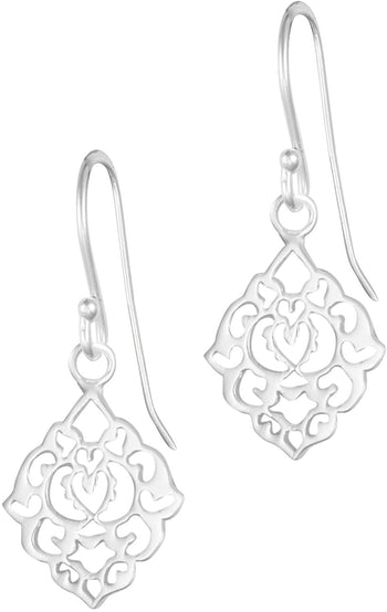 .925 Sterling Silver Hypoallergenic French Wire Filigree Dangle Earrings for Women