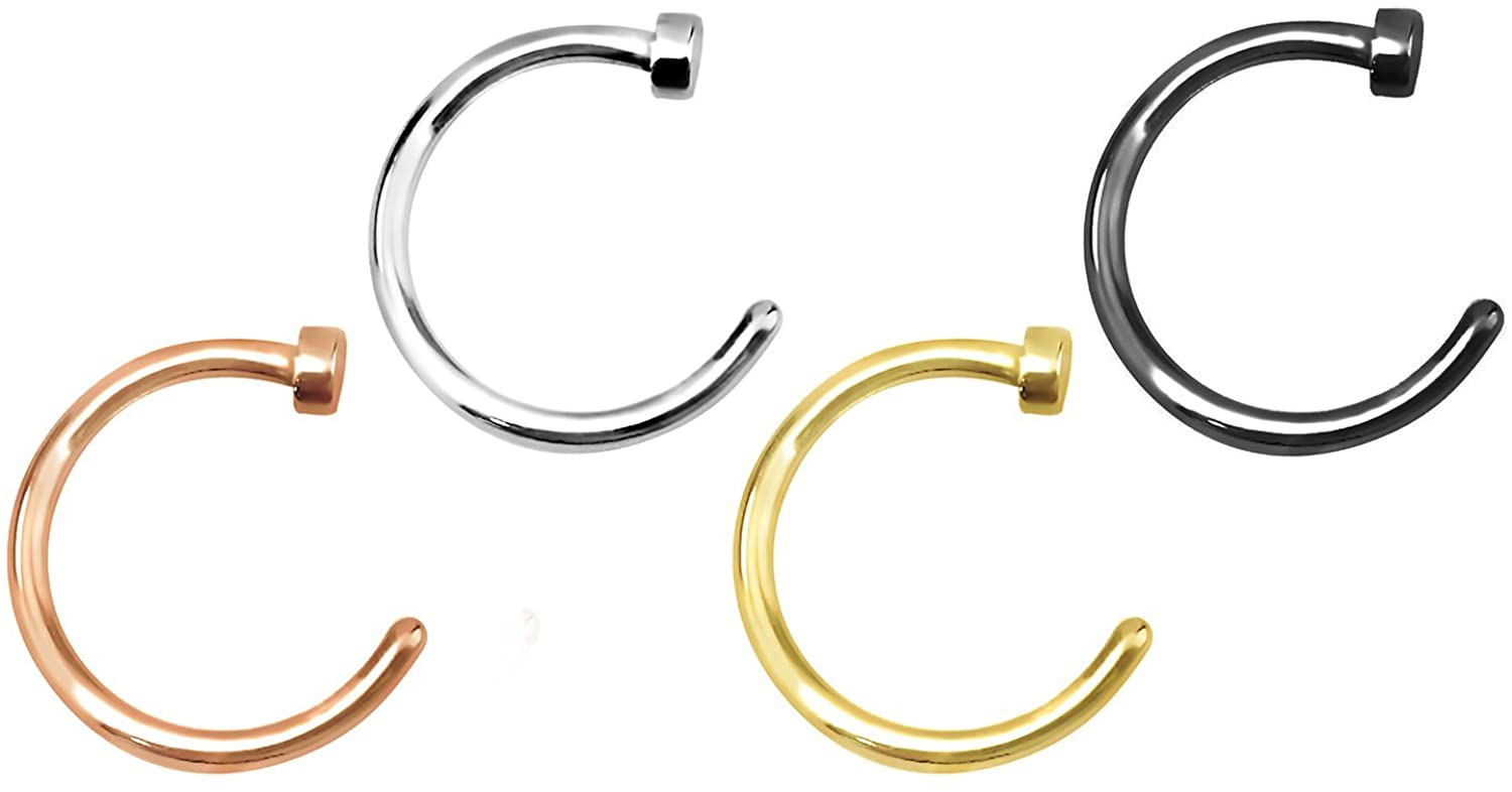 Forbidden Body Jewelry Super Value 4-Pack: 18-20g Surgical Steel Comfort-Fit Perfect Every-Day Basics Nose Hoops