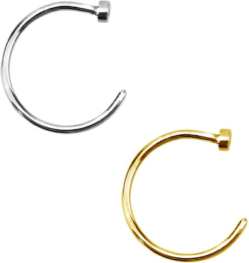 Forbidden Body Jewelry 18g-22g Surgical Steel/Rose Gold Tone/Yellow Gold Tone Perfect Basics Comfort Fit Nose Hoop (8-10mm Sz)