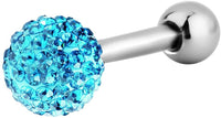 Forbidden Body Jewelry 16g 6mm Surgical Steel Ferido Crystal Ball Top Cartilage Stud Barbell