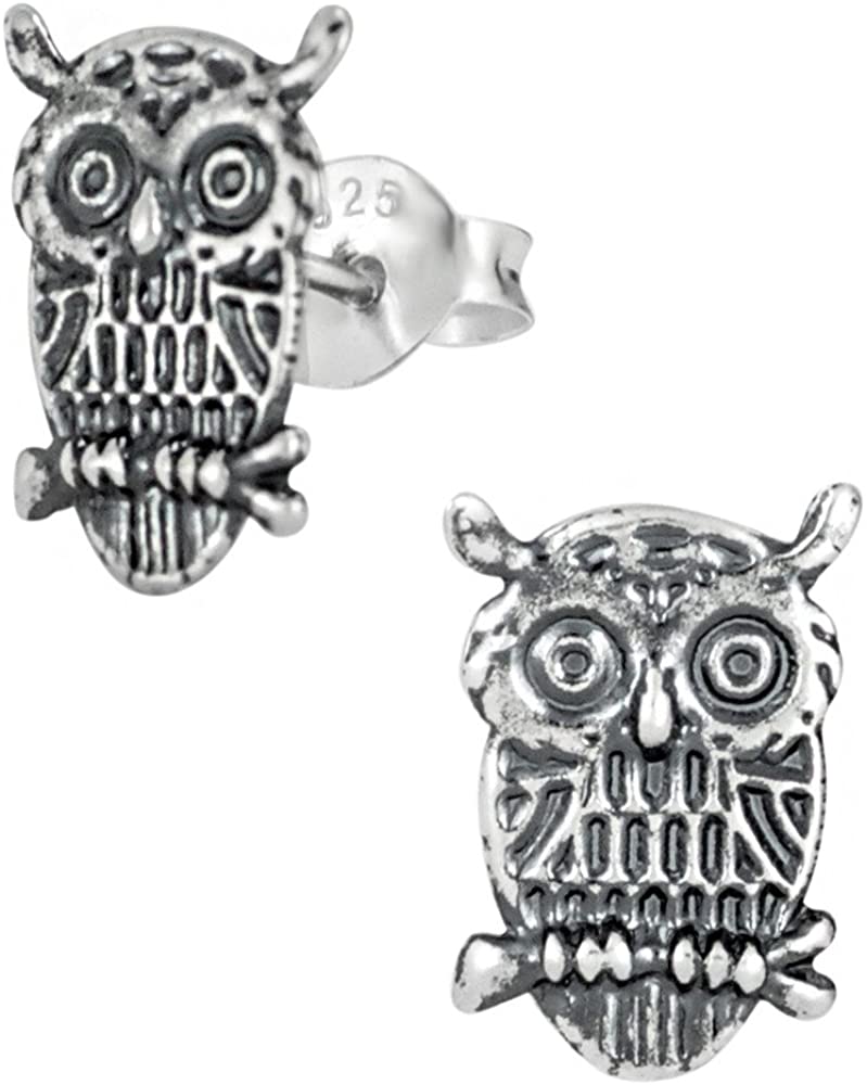 Hypoallergenic Sterling Silver Owl Stud Earrings for Kids (Nickel Free)