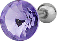 Forbidden Body Jewelry 16g Surgical Steel 1/4" Cartilage Piercing Purple Crystal Stud Barbell