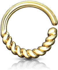 Forbidden Body Jewelry 16g Platinum & Gold Plated Half Braid Bendable Septum/Daith/Cartilage Hoop