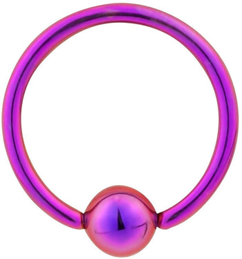 Forbidden Body Jewelry 14g 1/2 Inch Surgical Steel Purple IP Plated Captive Bead CBR Hoop Ring