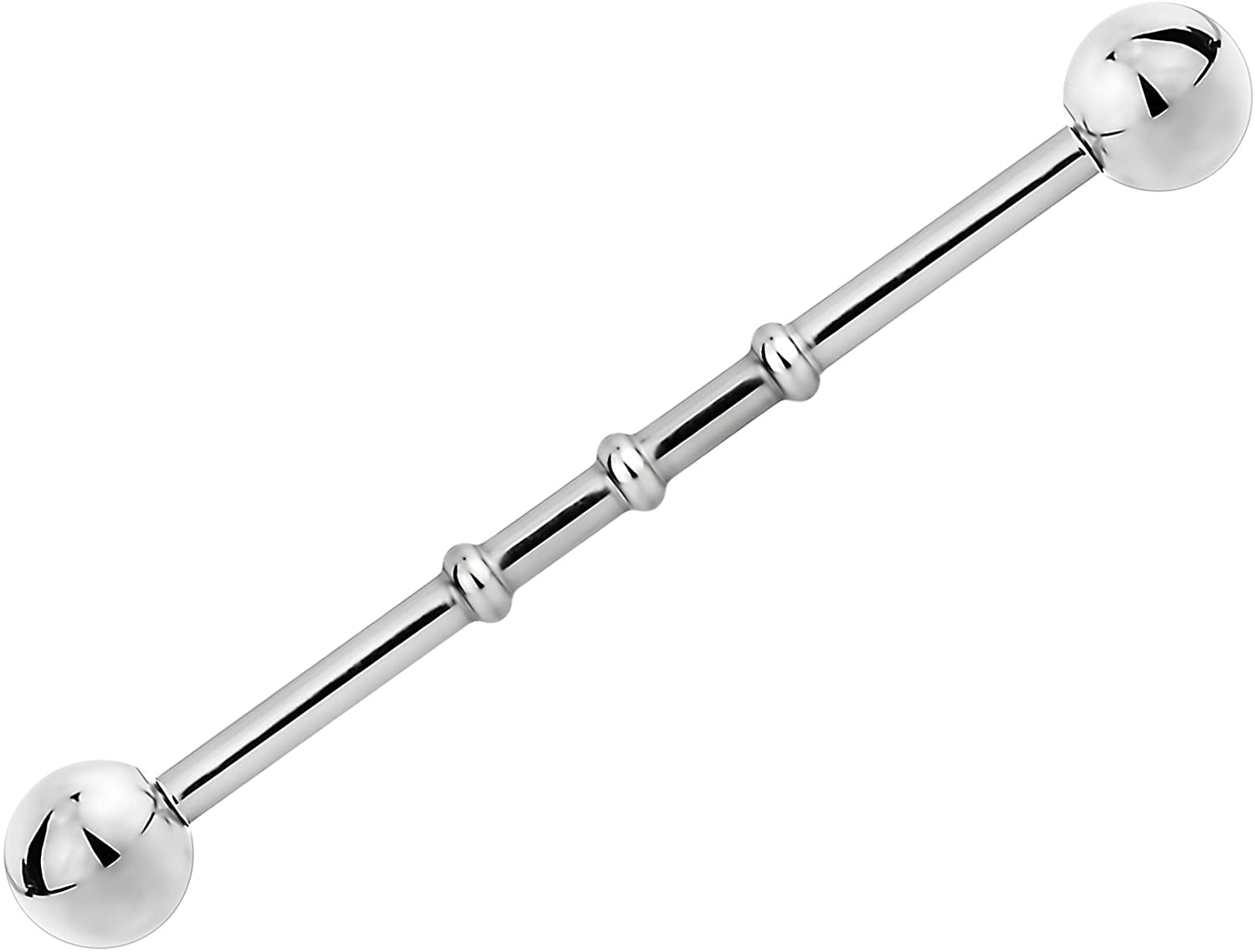 Forbidden Body Jewelry 14G Surgical Steel 32mm-38mm Notched Industrial Piercing Barbell