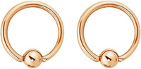 Forbidden Body Jewelry Pair 2g-20g Gold & Rose Gold Tone Surgical Steel Captive Bead Body Piercing Hoops (2pcs)