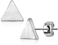 Geo-Shaped Surgical Steel Brushed Finish Stud Earrings