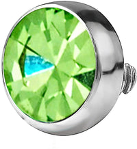 Forbidden Body Jewelry 14g 316L Internally Threaded Ultra Thin Flat Disc Light Green 4.4 mm Gem Top for Dermal Piercing