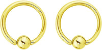 Forbidden Body Jewelry Pair 2g-20g Gold & Rose Gold Tone Surgical Steel Captive Bead Body Piercing Hoops (2pcs)