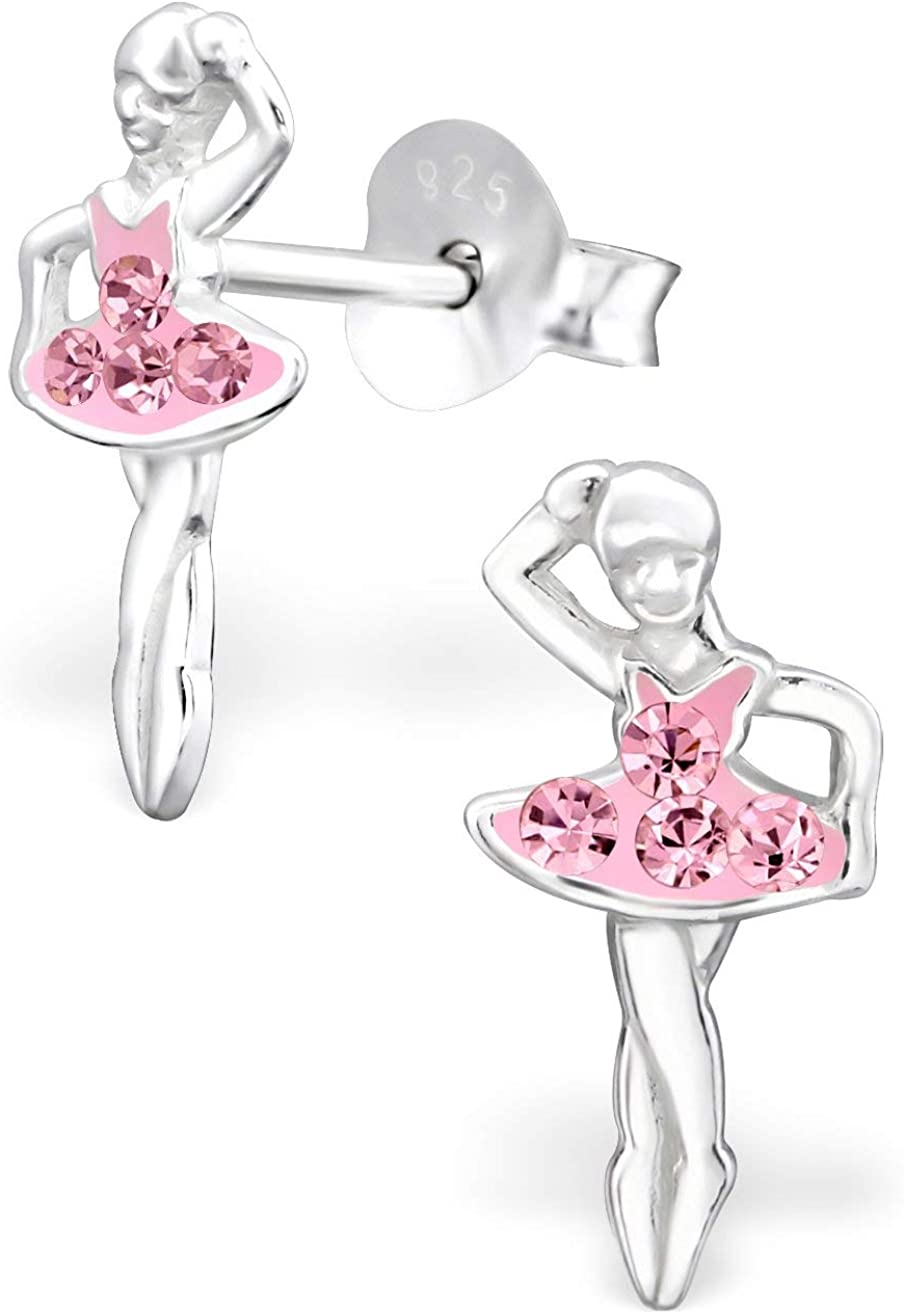 Hypoallergenic Sterling Silver Ballet Dancer Earrings for Kids (Hoop Slippers)