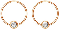 Pair 14g-20g Gold & Rose Gold Tone Surgical Steel CZ Gemmed Captive Bead Body Piercing Hoops (2pcs)