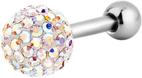 Forbidden Body Jewelry 16g 6mm Surgical Steel Ferido Crystal Ball Top Cartilage Stud Barbell