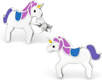 Hypoallergenic Sterling Silver 7/16" Unicorn Earrings for Kids (Nickel Free)