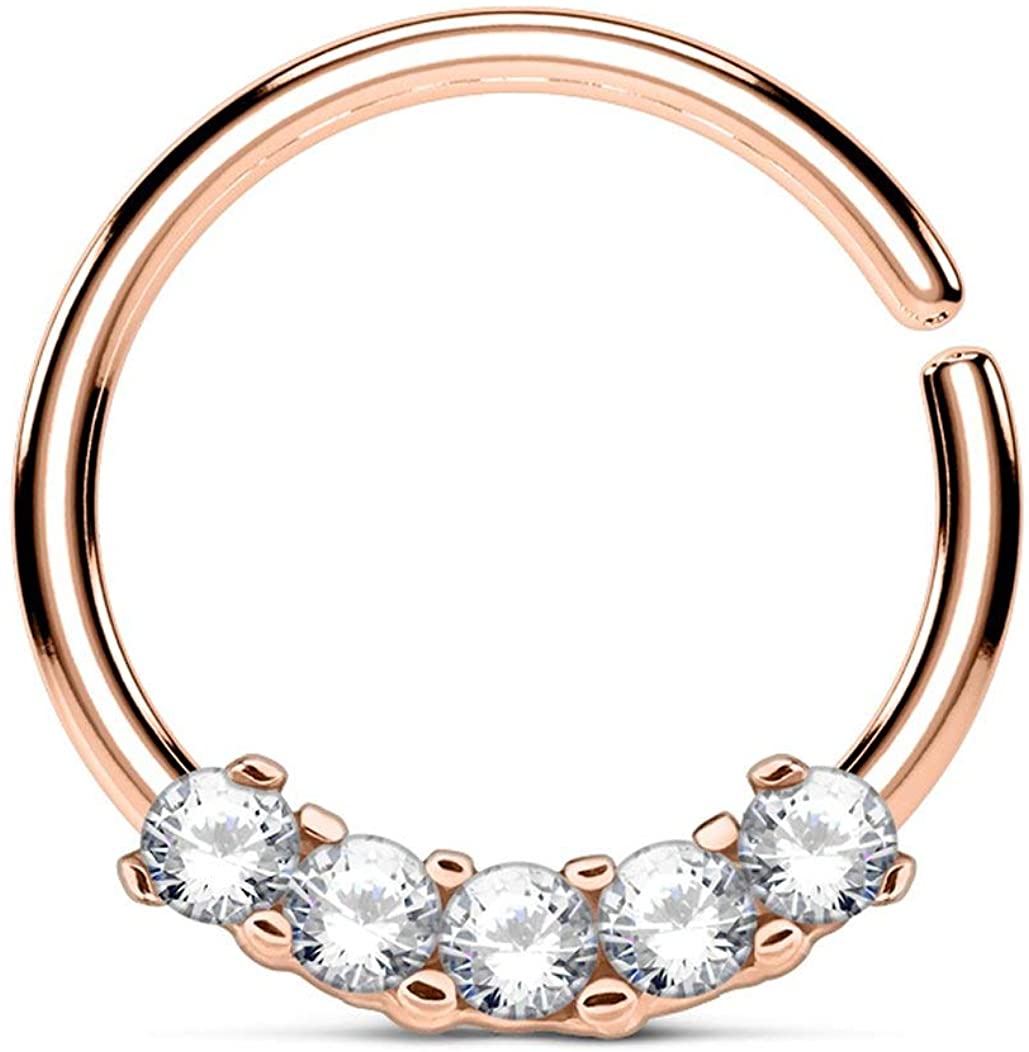 Forbidden Body Jewelry 16g Bendable Surgical Steel Comfort Ends CZ Cartilage/Septum Hoop-Pick Style/Color