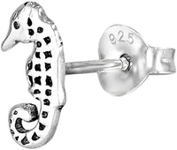 Forbidden Body Jewelry .925 Sterling Silver Seahorse Cartilage Stud Earring for Left Ear (Sold Individually)