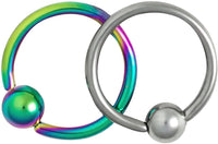 Forbidden Body Jewelry Set of 2 Styles Cartilage Hoop Earrings: 18g 5/16 Inch Surgical Steel Plain & Rainbow CBR Hoops