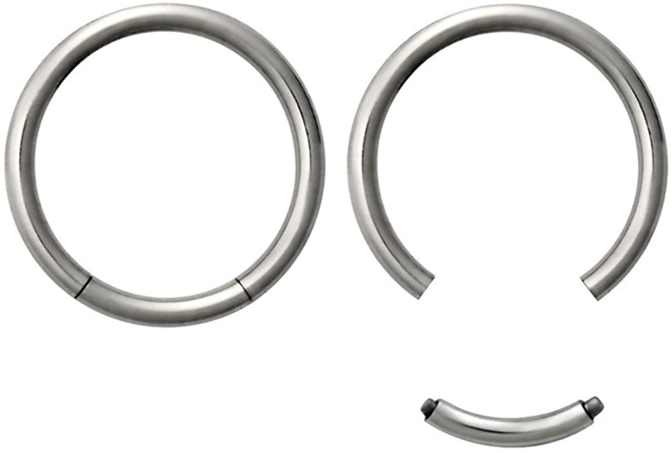 Forbidden Body Jewelry Set of 14g 3/8 Inch Surgical Steel Seamless Segment Hoop Piercing Rings