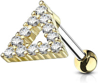 Forbidden Body Jewelry 16g Surgical Steel Cartilage Stud Earring with 7X7mm CZ Lined Triangle Top