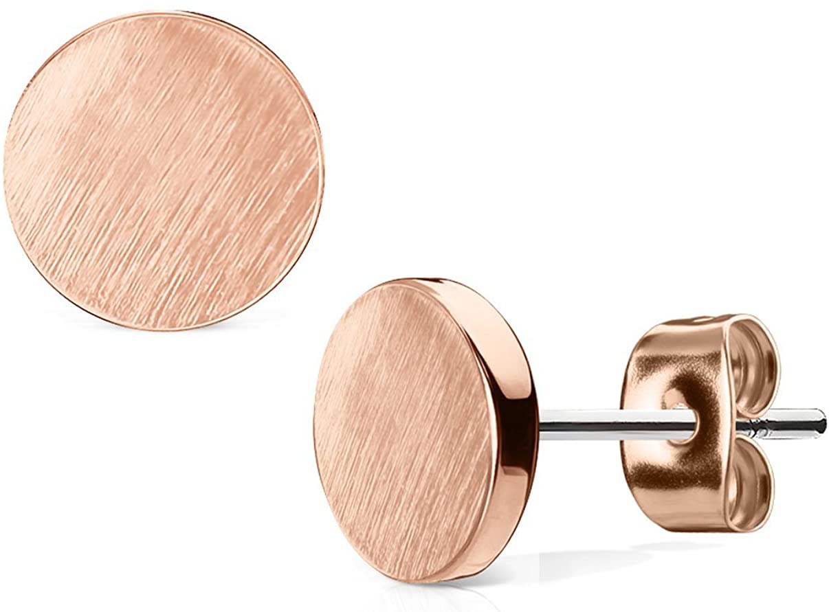 Geo-Shaped Surgical Steel Brushed Finish Stud Earrings