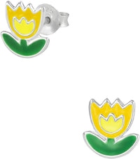 Hypoallergenic Sterling Silver Yellow Flower Stud Earrings for Kids (Nickel Free)