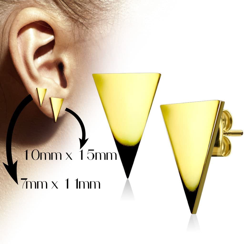 Hand Polished Surgical Steel Triangle Stud Earrings for Women