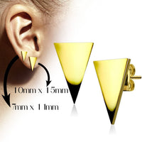 Hand Polished Surgical Steel Triangle Stud Earrings for Women