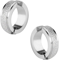 Stainless Steel Polished Iced Out Clip On Huggie Hoop Earrings