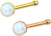 Forbidden Body Jewelry 20g 6mm Surgical Steel, Gold IP Plated & Rose Gold IP Plated Synthetic Opal Top Nose Stud