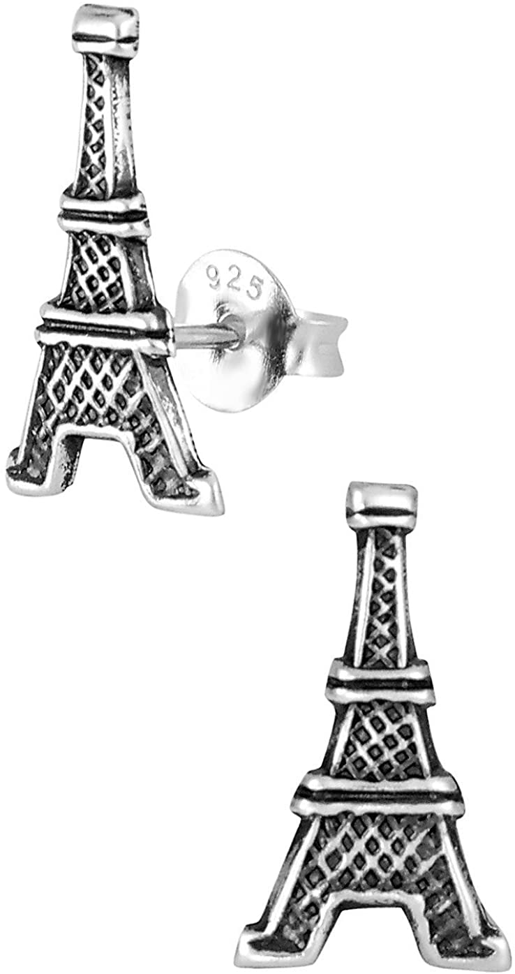 Hypoallergenic Sterling Silver Paris Eiffel Tower Stud Earrings for Kids (Nickel Free)