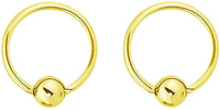 Forbidden Body Jewelry Pair 2g-20g Gold & Rose Gold Tone Surgical Steel Captive Bead Body Piercing Hoops (2pcs)