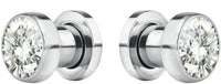 Forbidden Body Jewelry 8G-7/8 Surgical Steel Screw Fit CZ Center Tunnel Plug Earrings (Sold as Pair)