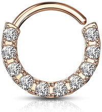 Forbidden Body Jewelry 16g 8-10mm CZ Lined Bendable Plated .925 Sterling Silver Cartilage & Septum Hoop