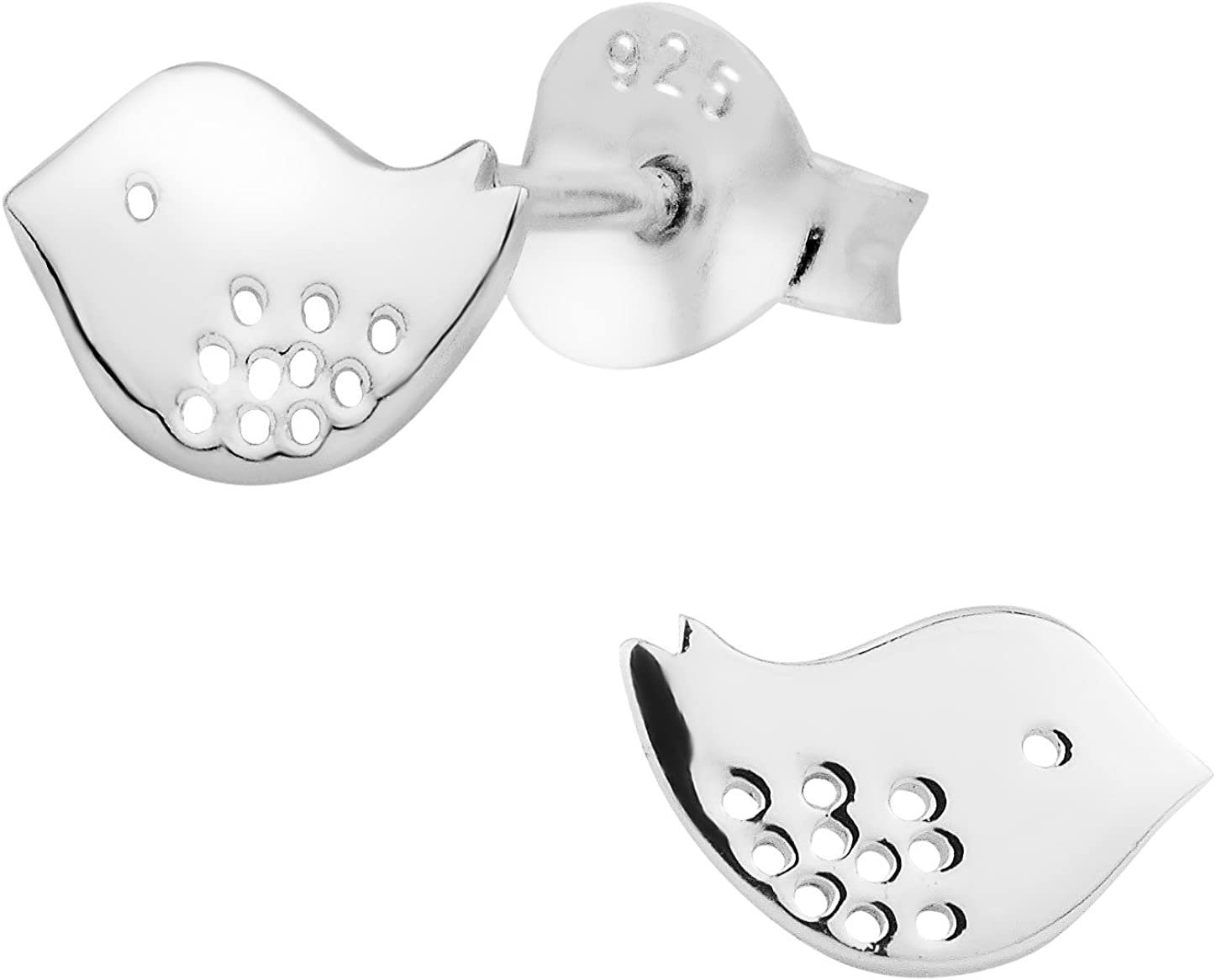 Hypoallergenic Sterling Silver Little Bird Stud Earrings for Kids (Nickel Free)