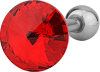 Forbidden Body Jewelry 16g Surgical Steel 1/4" Cartilage Piercing Red Crystal Stud Barbell