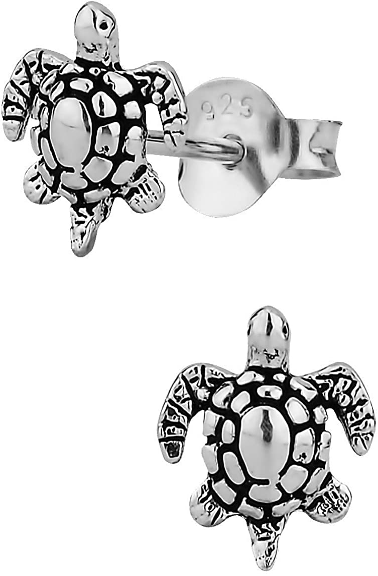 Hypoallergenic Sterling Silver Tiny Sea Turtle Stud Earrings for Kids (Nickel Free)